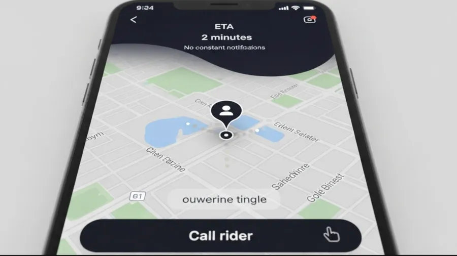 A map showing a rider en route to a customer